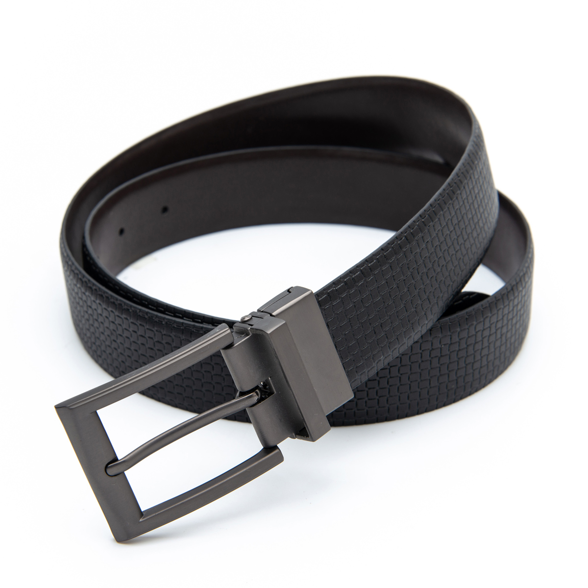 men's double sides belt with rotate buckle