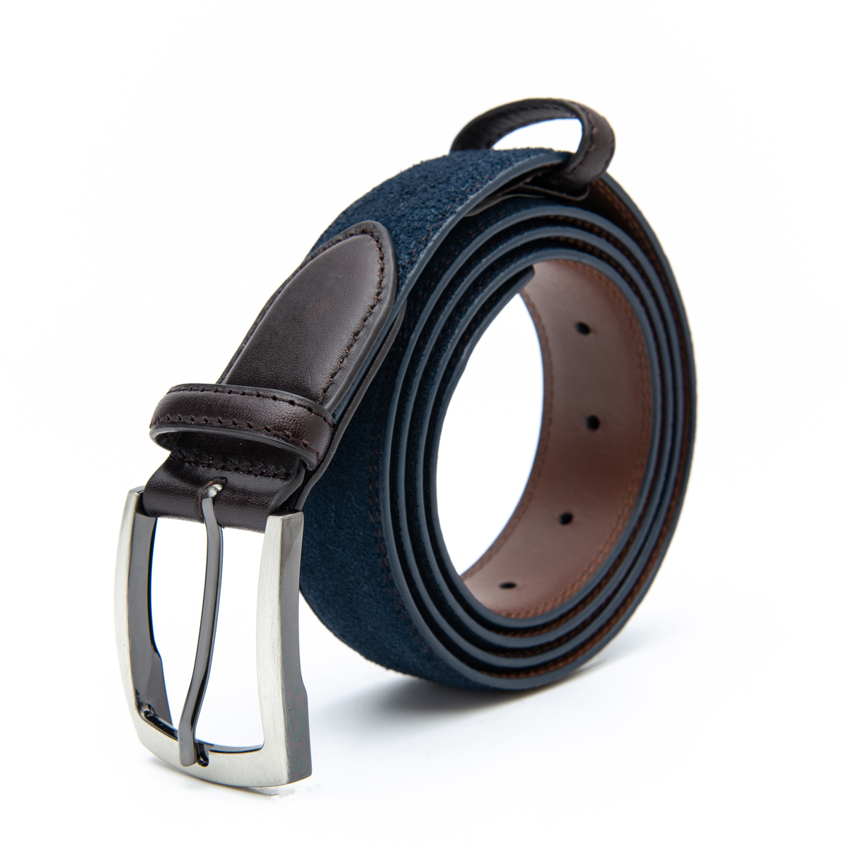 men's suede leather belts with double loops