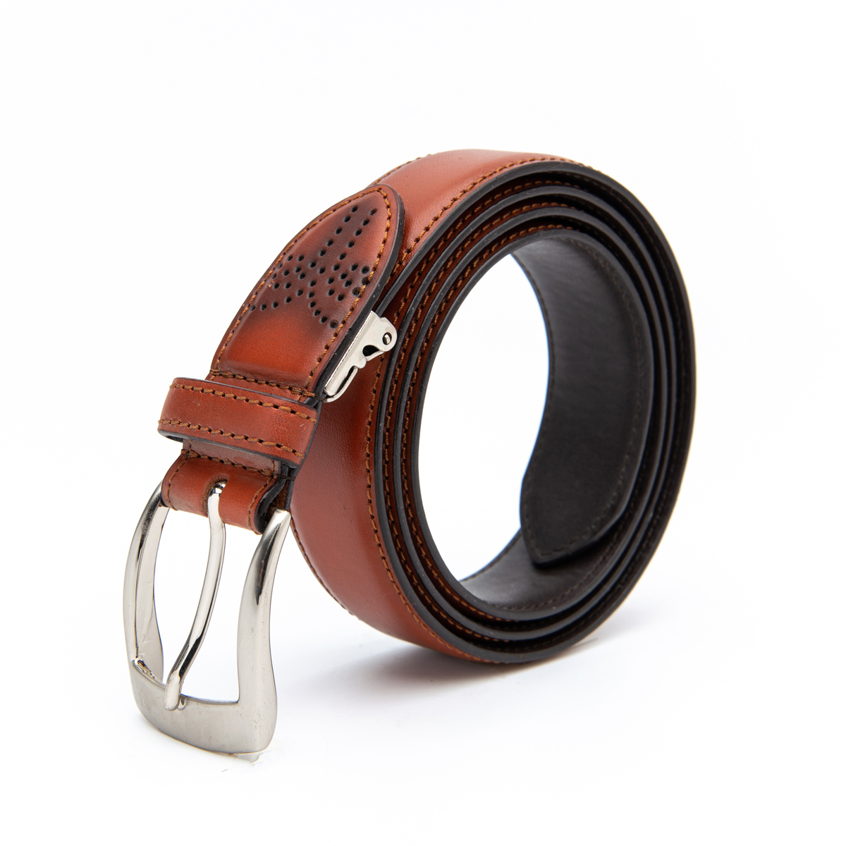 brown split leather belt for men