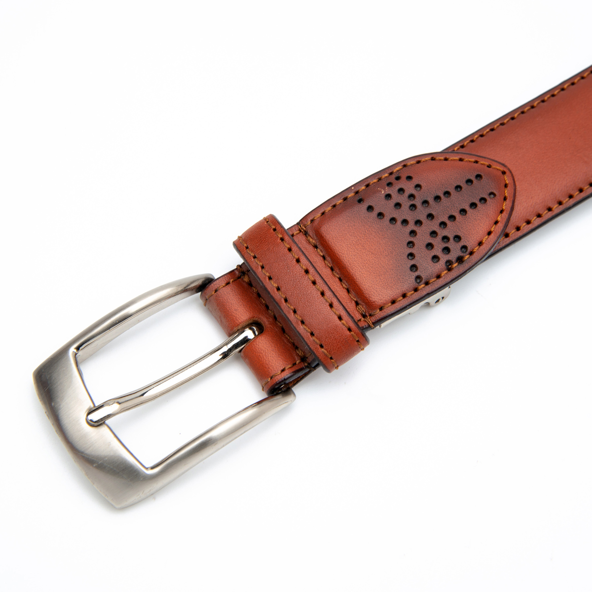 brown split leather belt for men