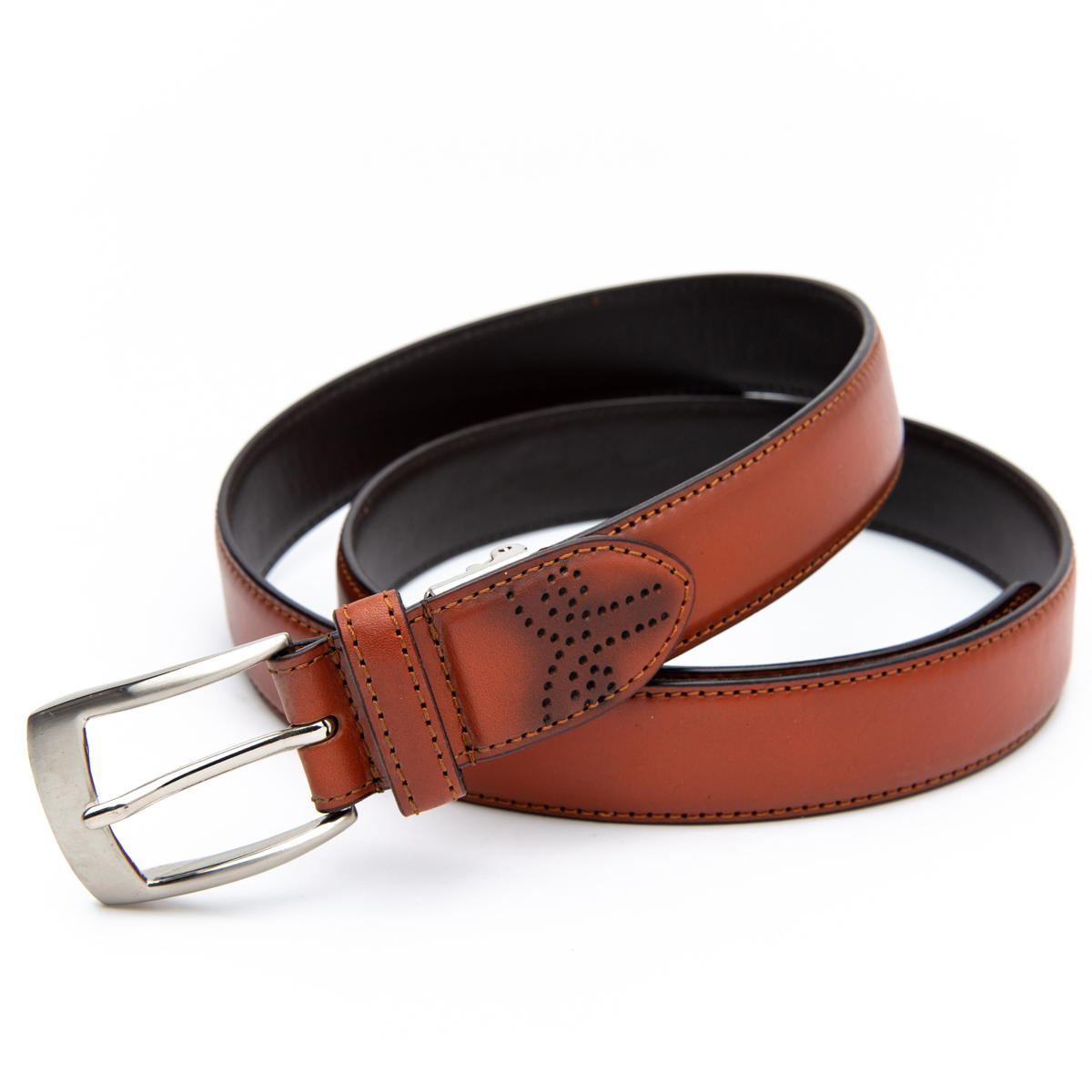 brown split leather belt for men