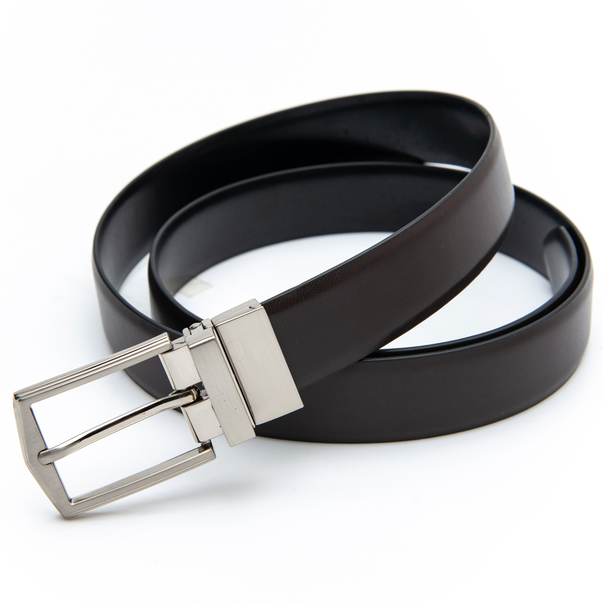 brown black double sides use belt with rotate buckle