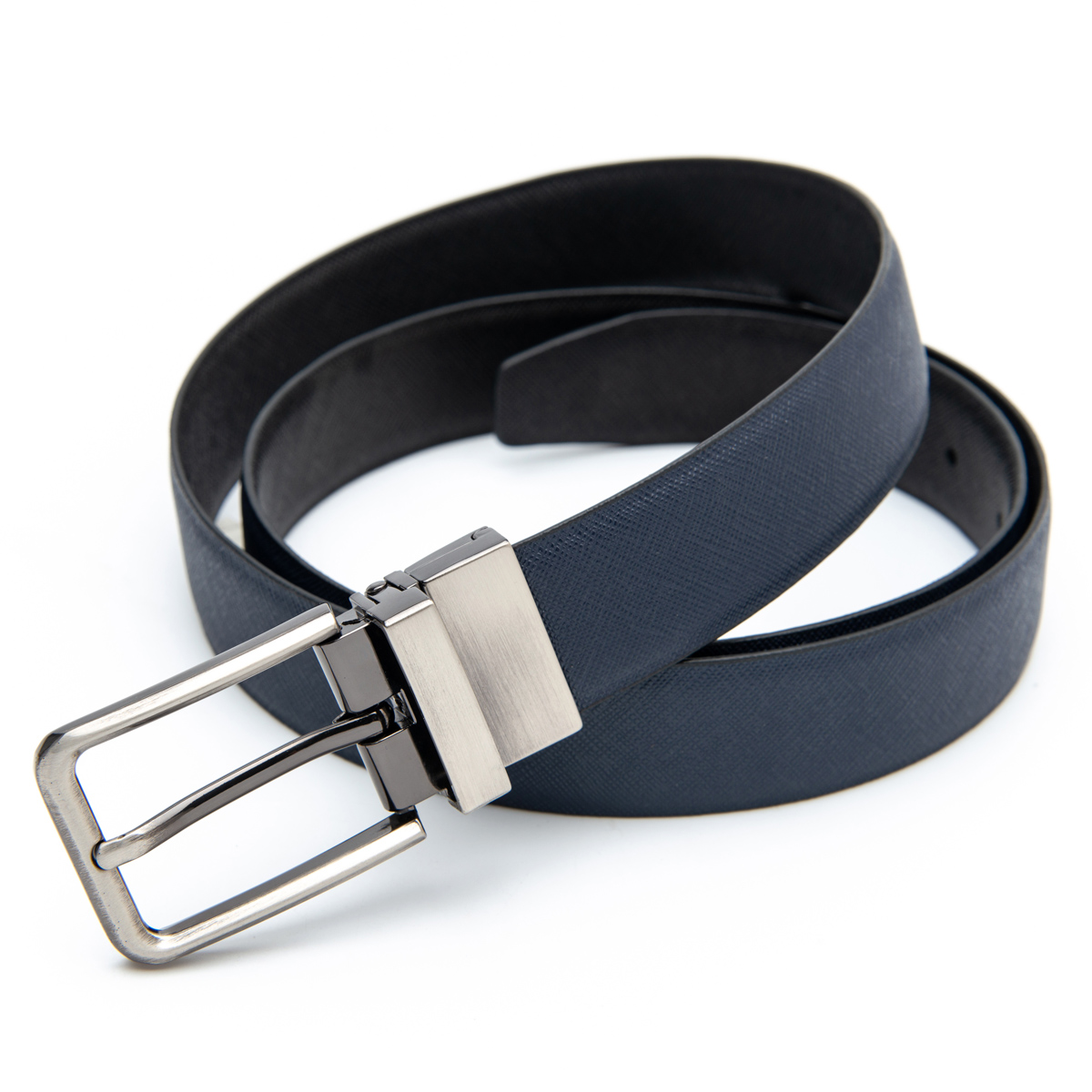 Alloy buckle double sides use men's leather belt