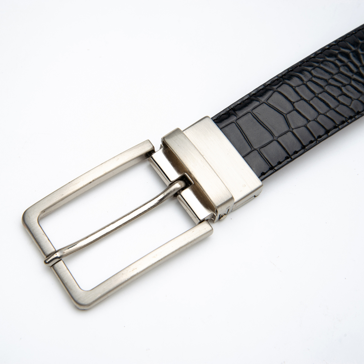 crocodile pattern embossed split leather men dress belts