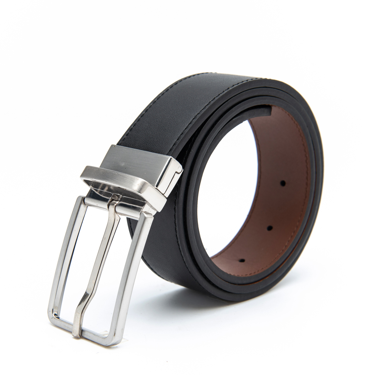 35mm wide men's flat split leather reversible belt