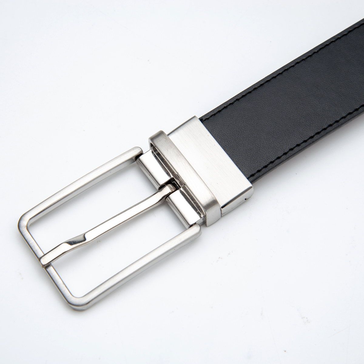 35mm wide men's flat split leather reversible belt