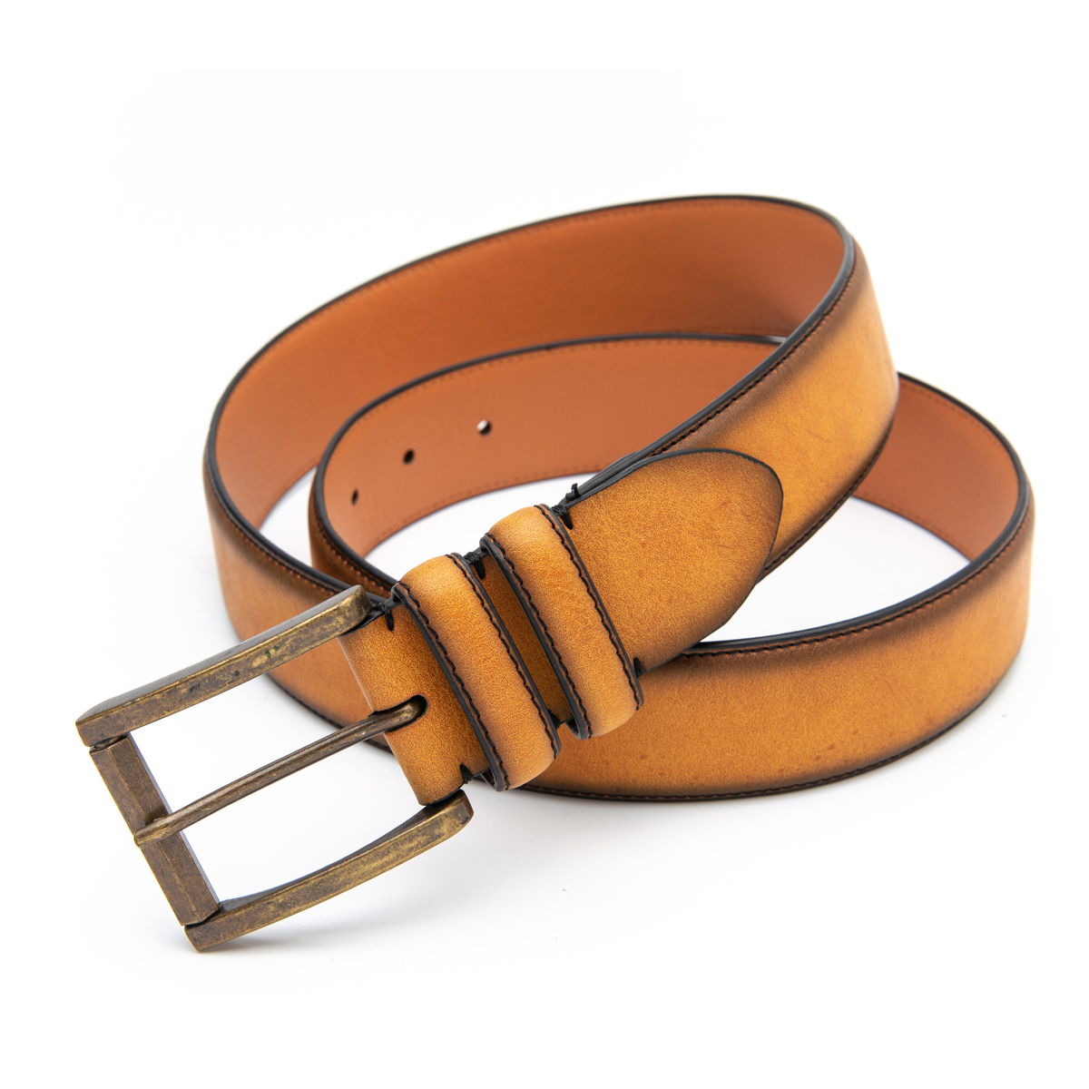 double loops men's casual stitched belts