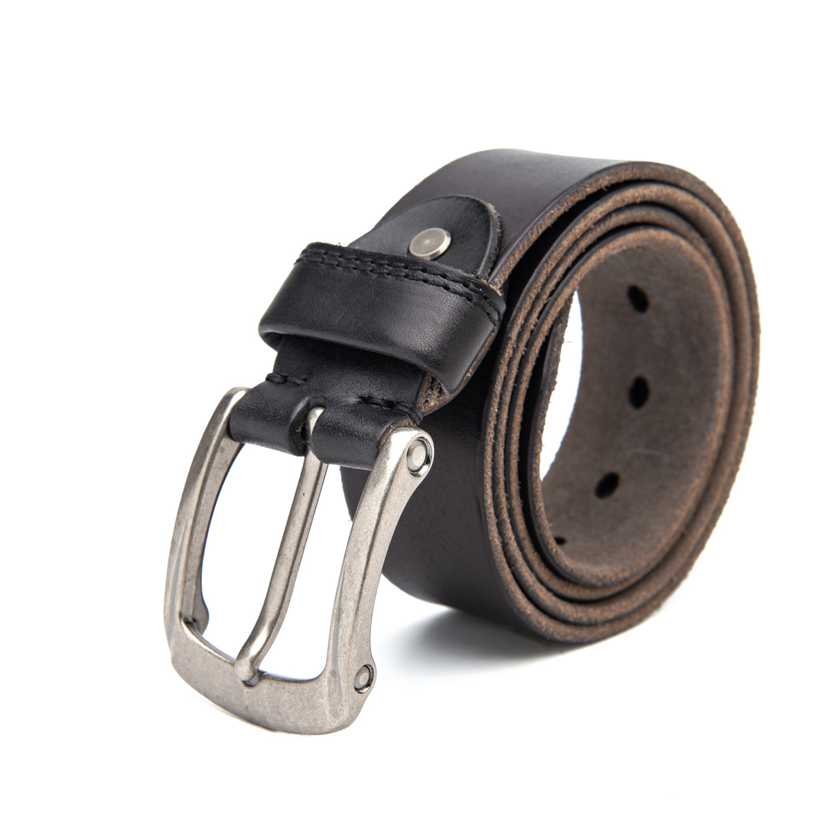 full grain leather belt with alloy buckle