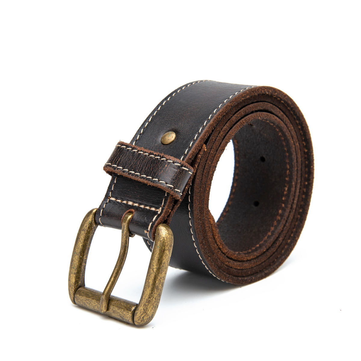 men's vintage flat full grain leather belts