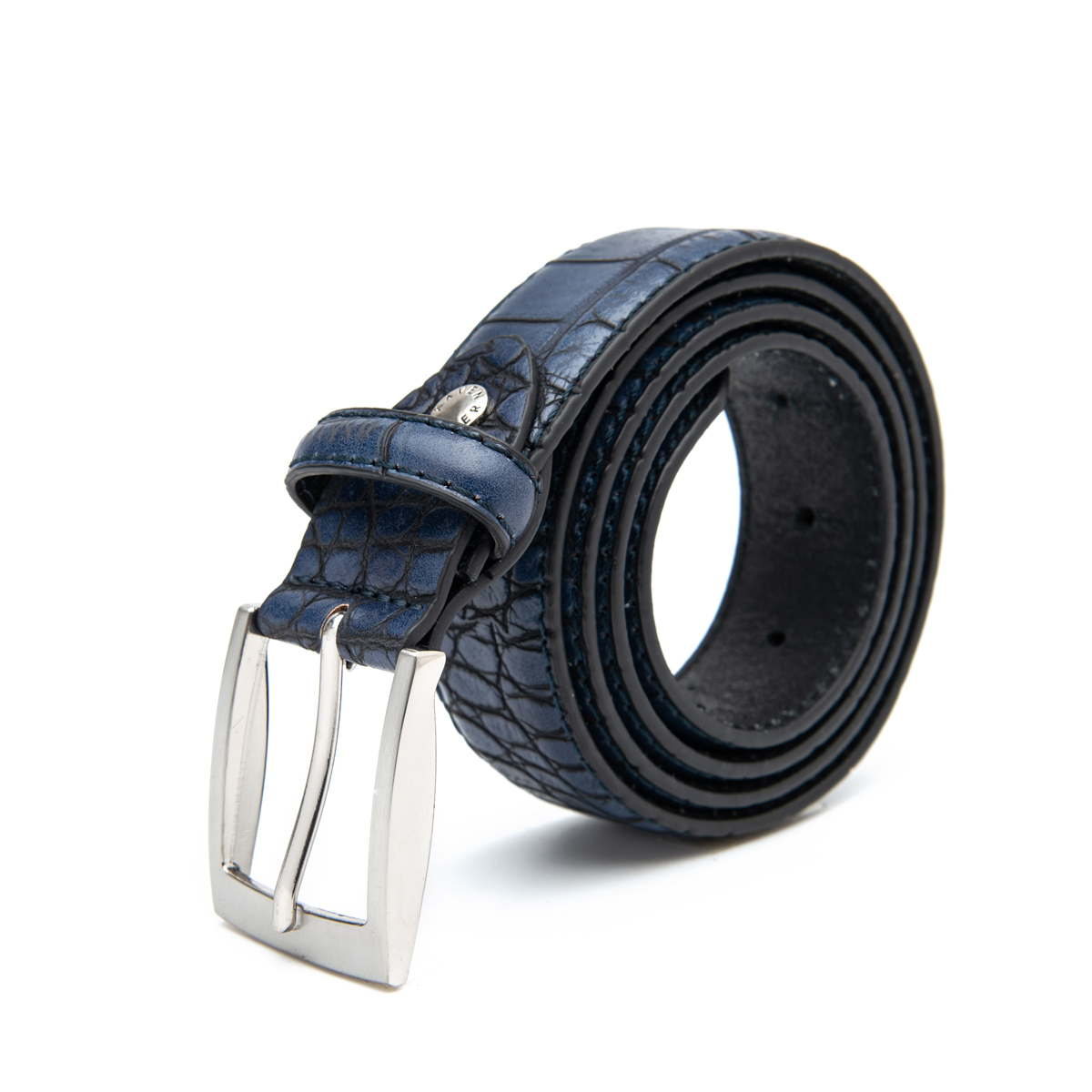 crocodile pattern embossed leather belts for men