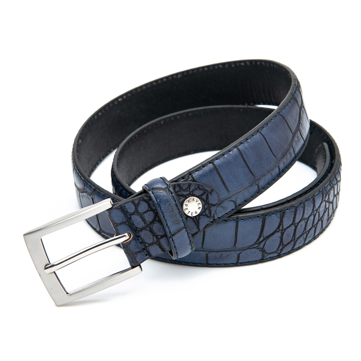 crocodile pattern embossed leather belts for men