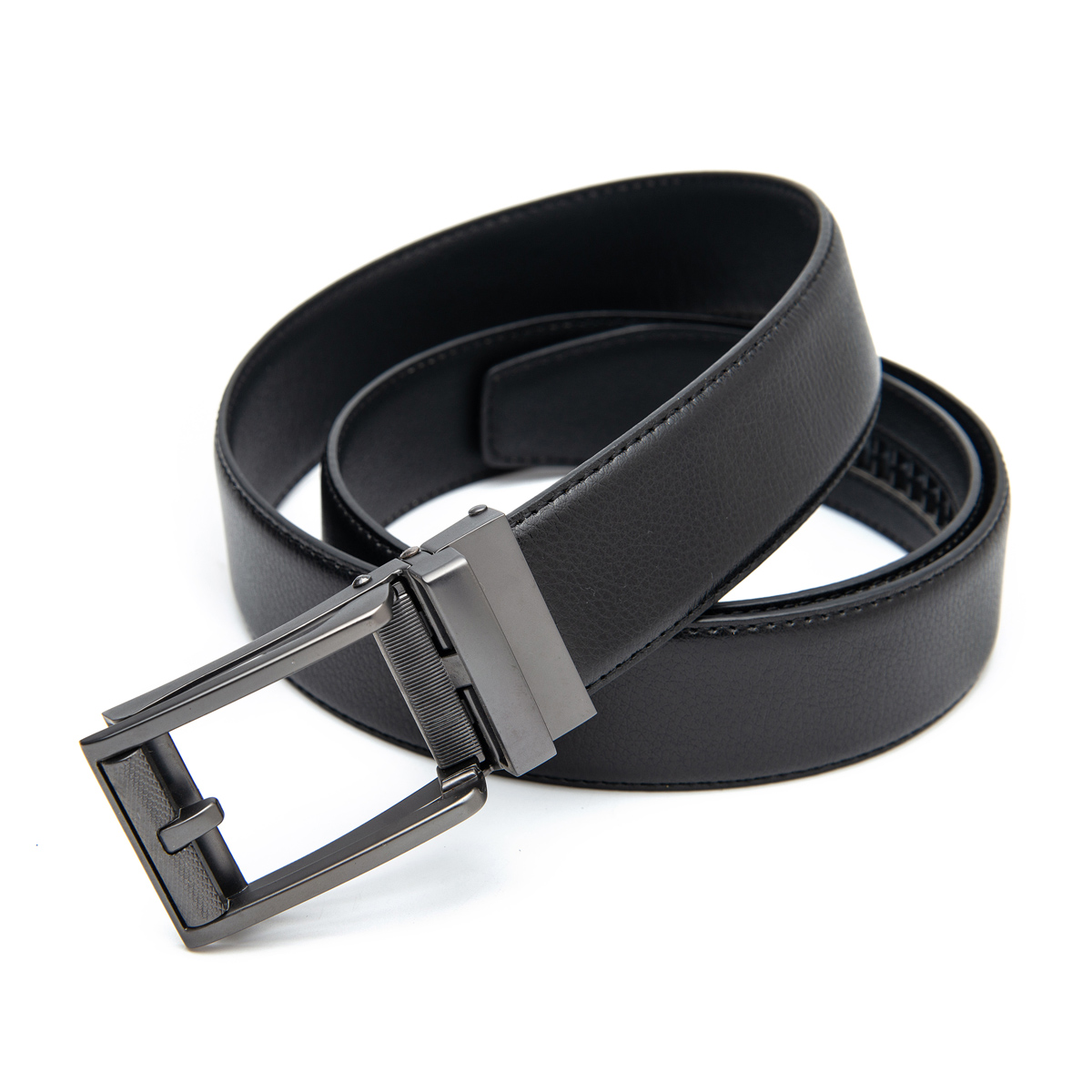 black formal leather belts with automatic buckle