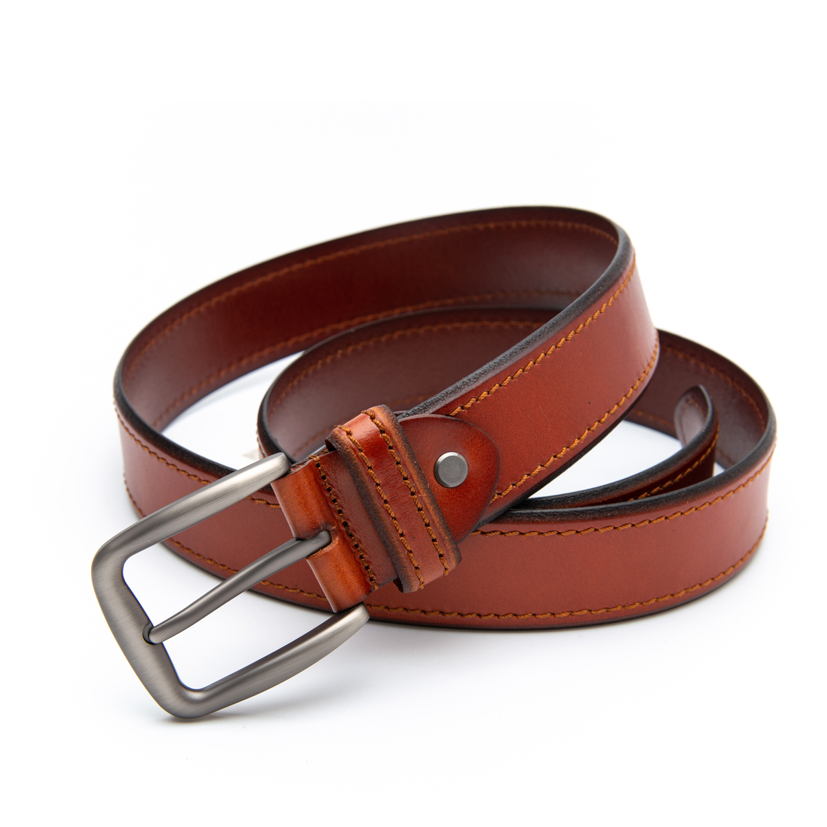 brown genuine leather belts with adjustable pin buckle