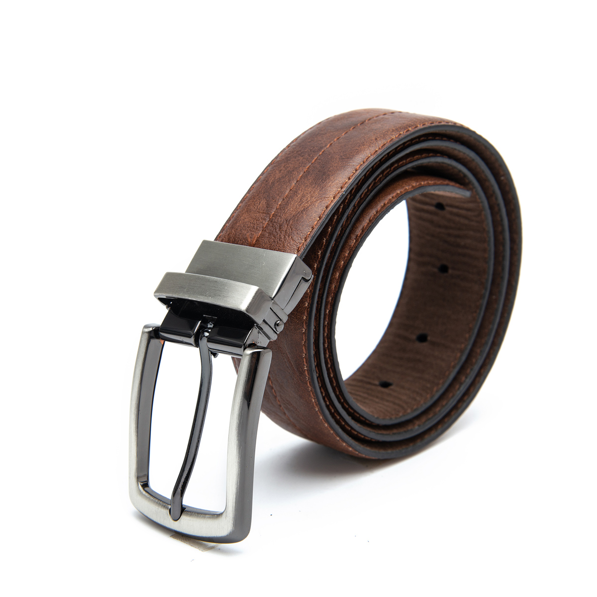 reversible buckle pu leather belts for men