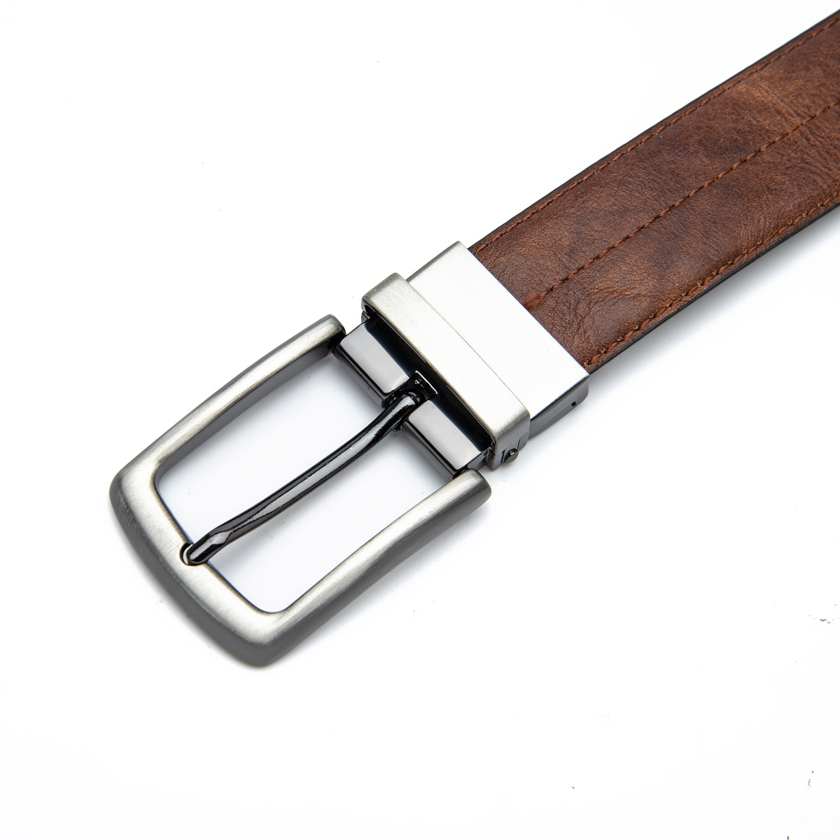 reversible buckle pu leather belts for men