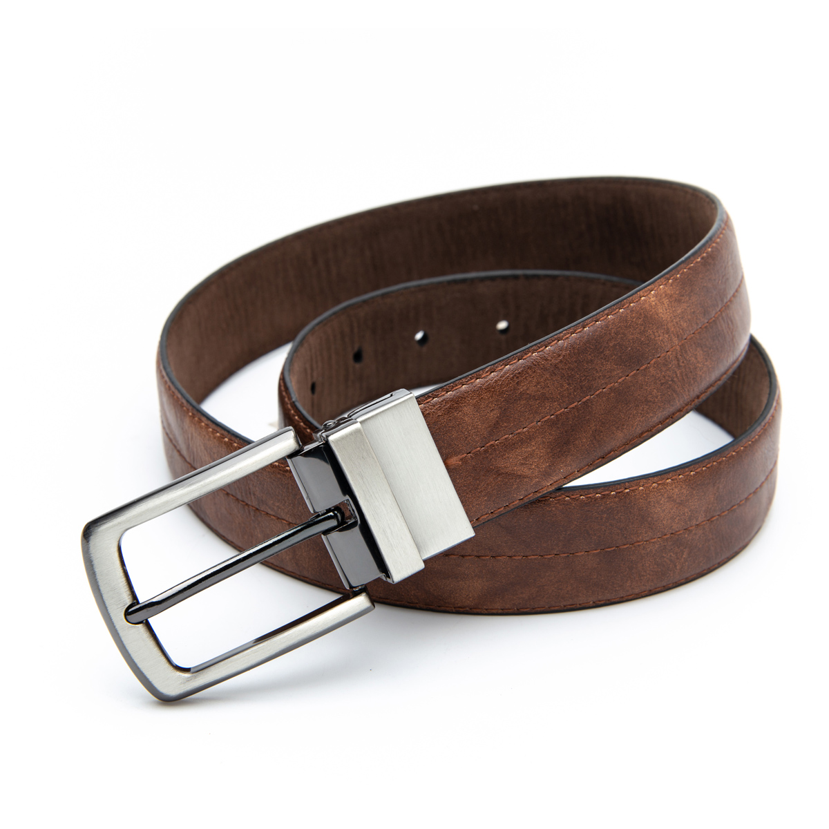 reversible buckle pu leather belts for men