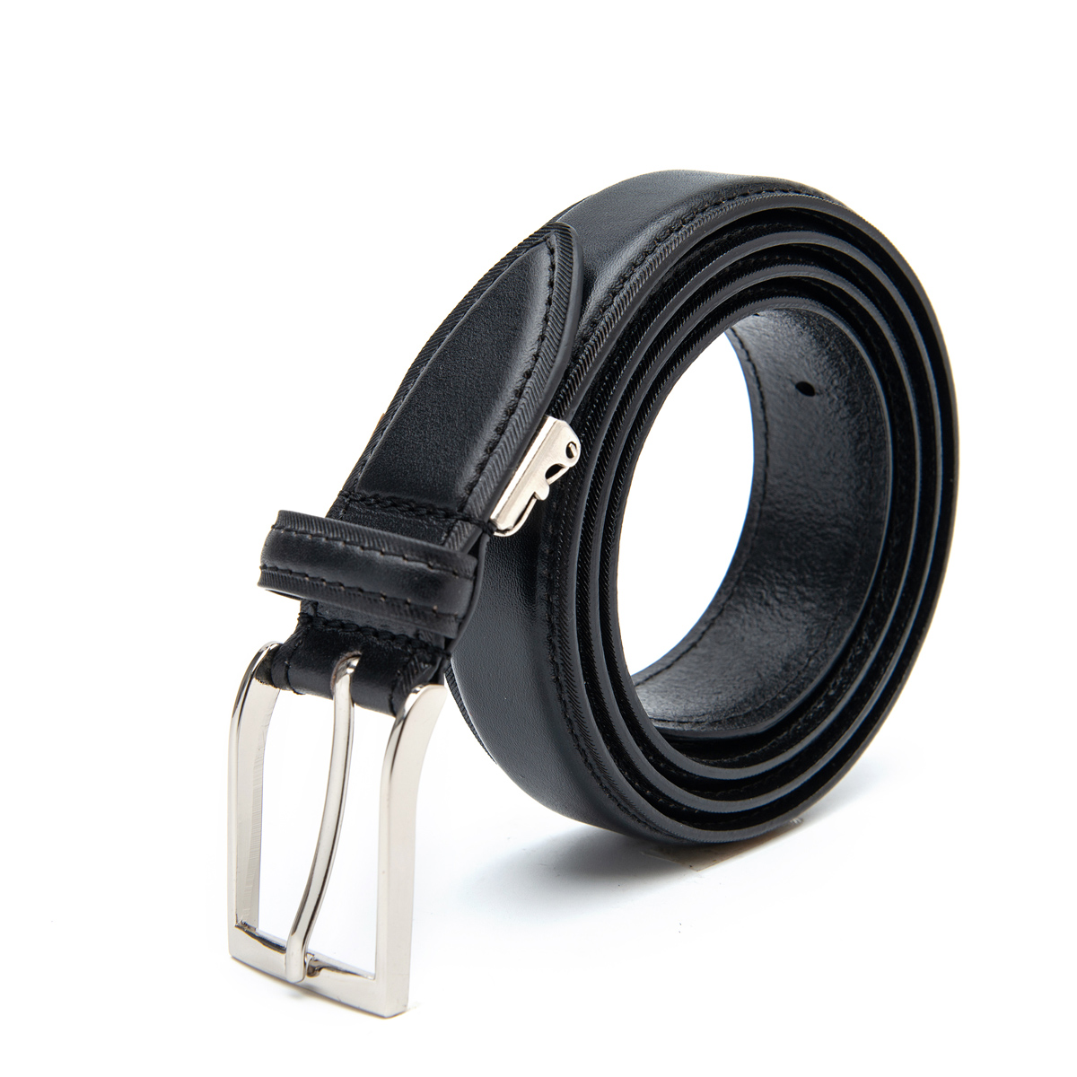 black full grain leather formal belt