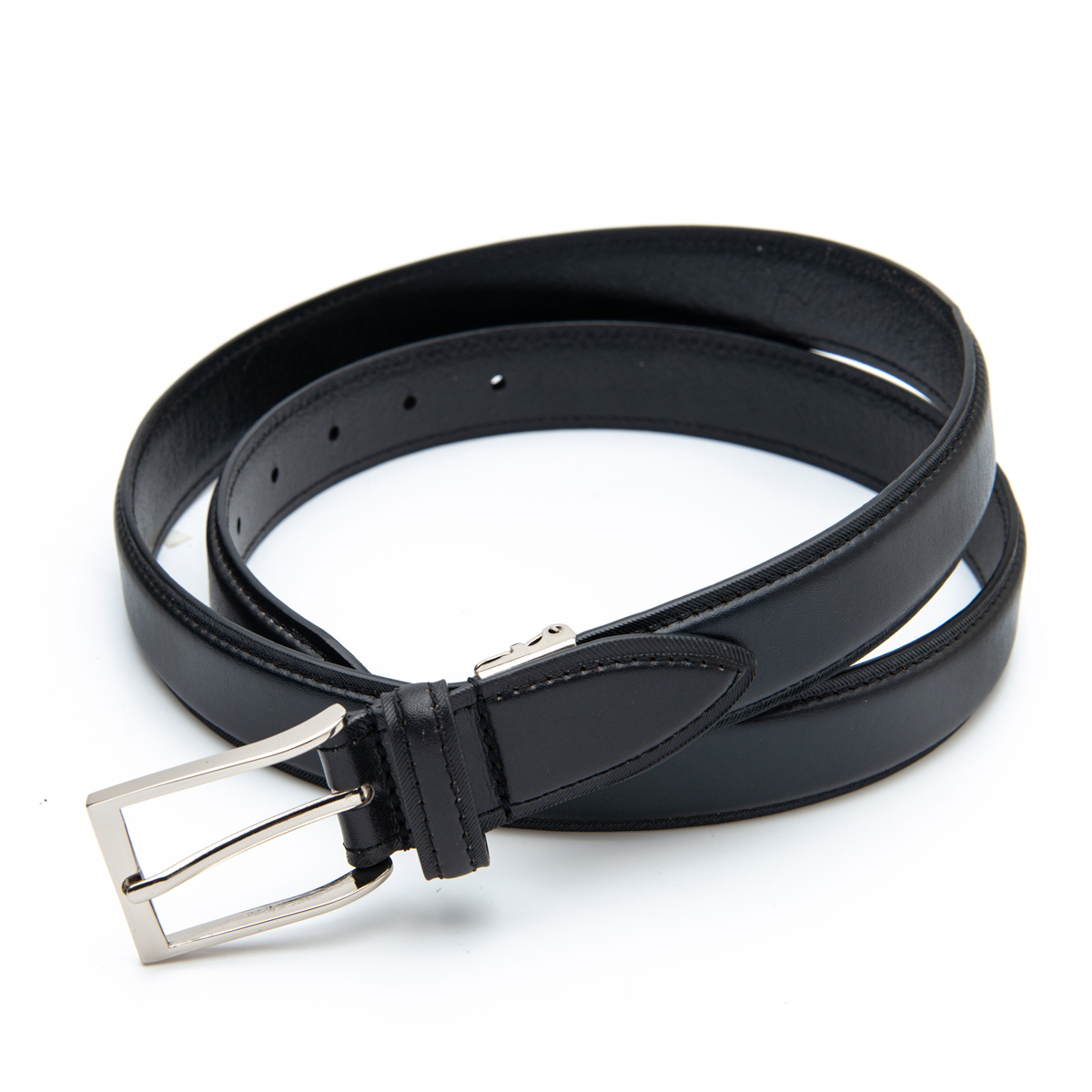 black full grain leather formal belt