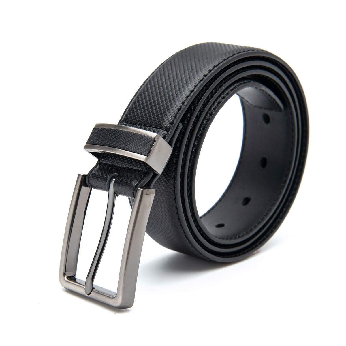 black embossed split leather belts men