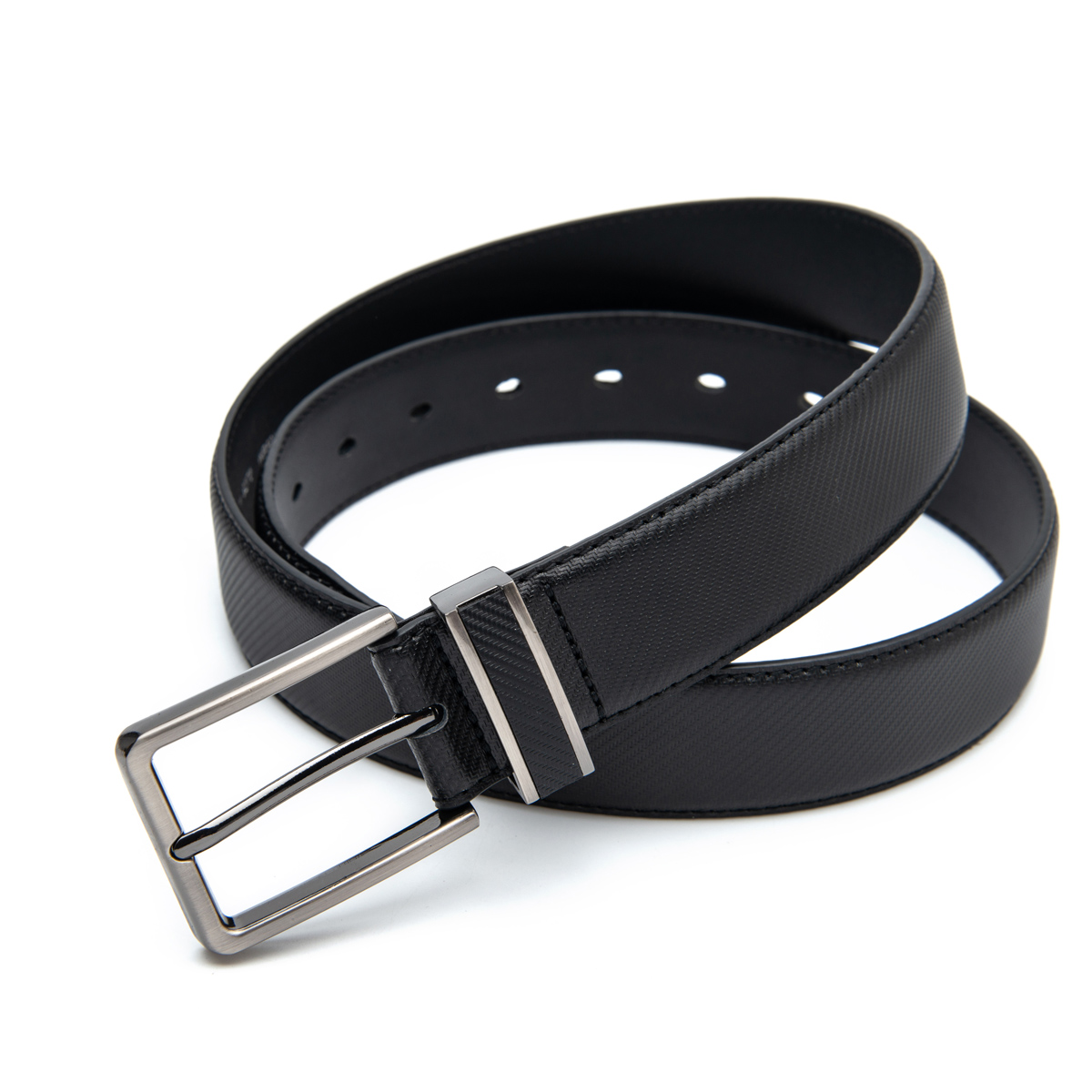 black embossed split leather belts men