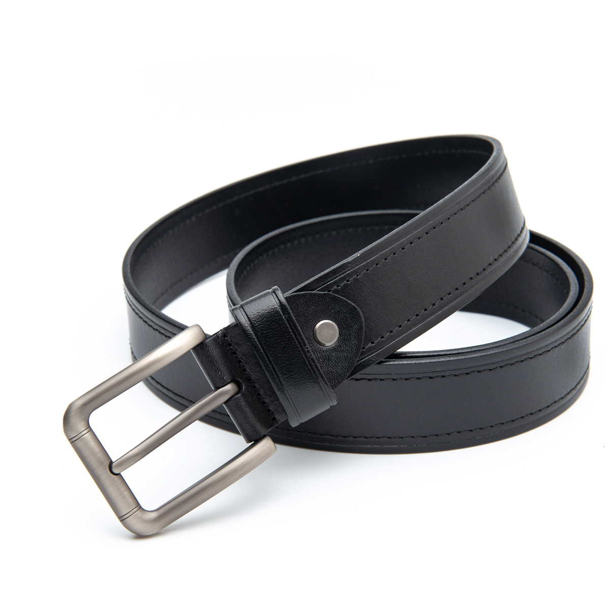 40mm wide black full grain leather belt