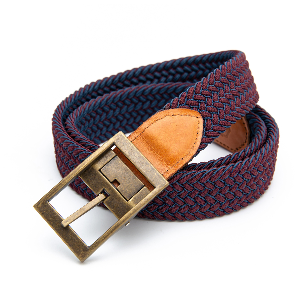 heavy elastic belts with full grain leather tag