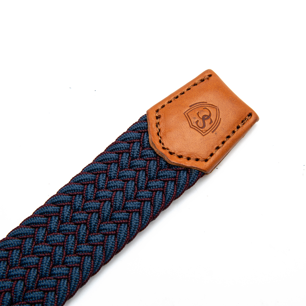 heavy elastic belts with full grain leather tag