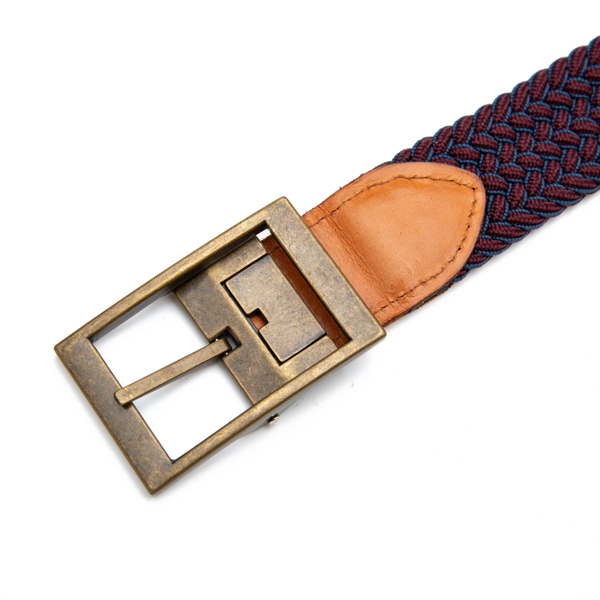 heavy elastic belts with full grain leather tag