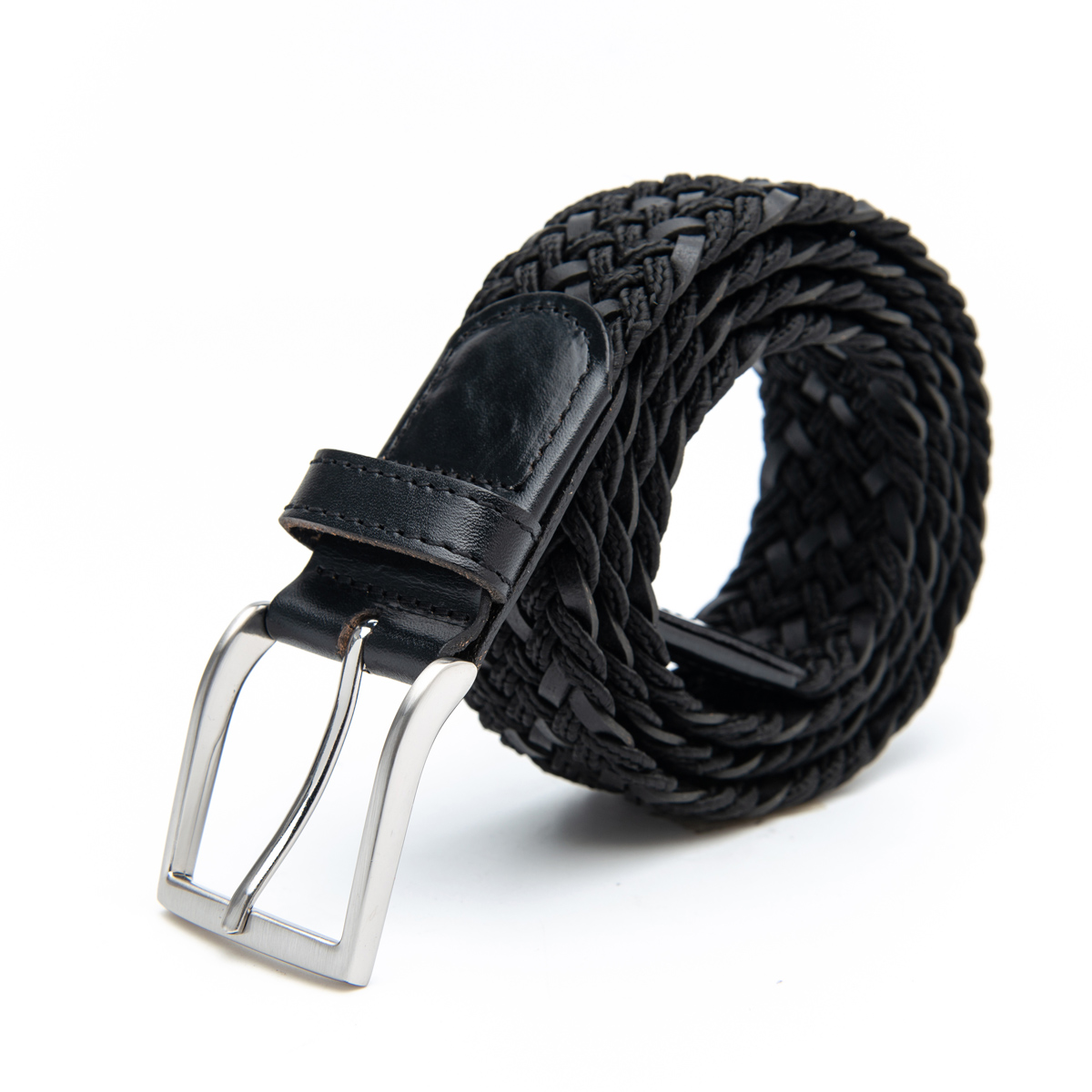 black plaited belts for men