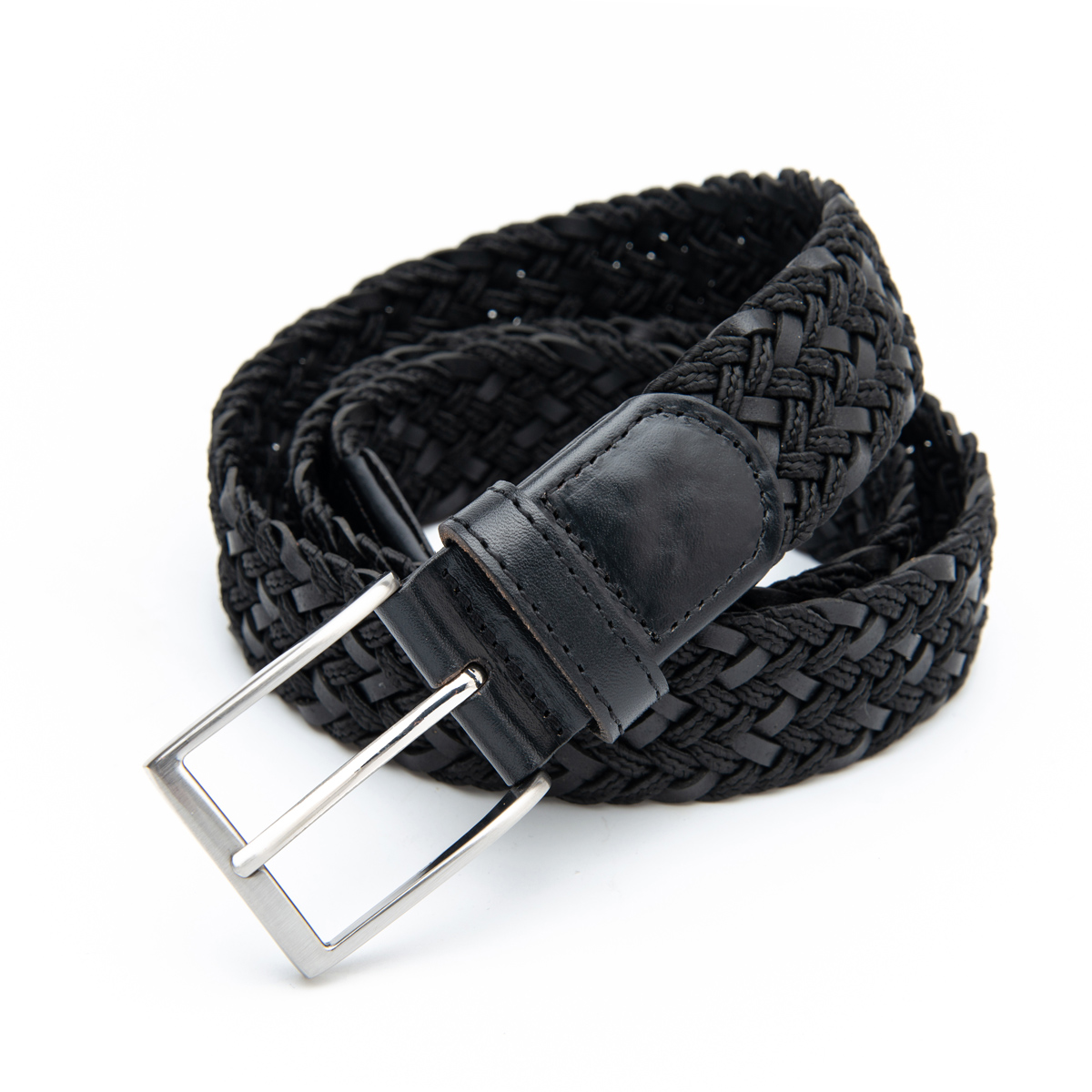 black plaited belts for men