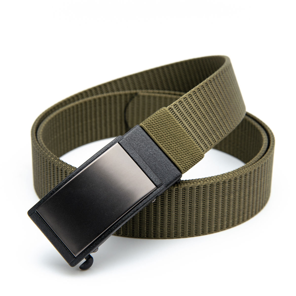 plaque buckle men's webbing belt