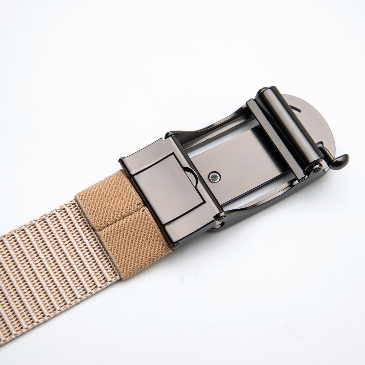 beige polyester webbing belt for men