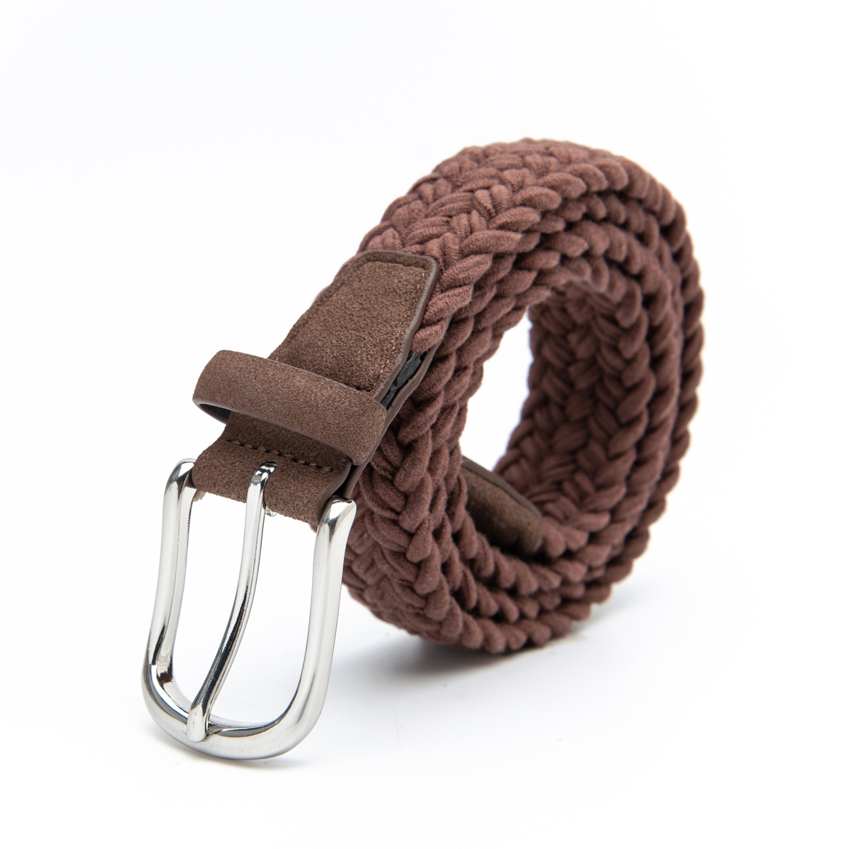 casual braided belt with genuine leather tag