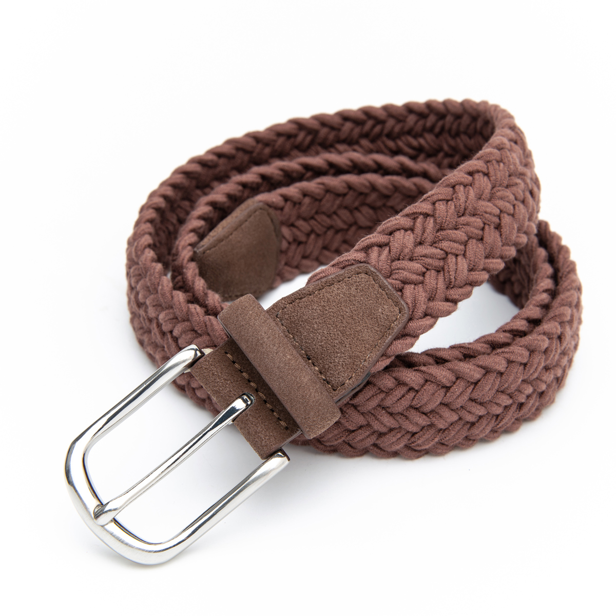 casual braided belt with genuine leather tag