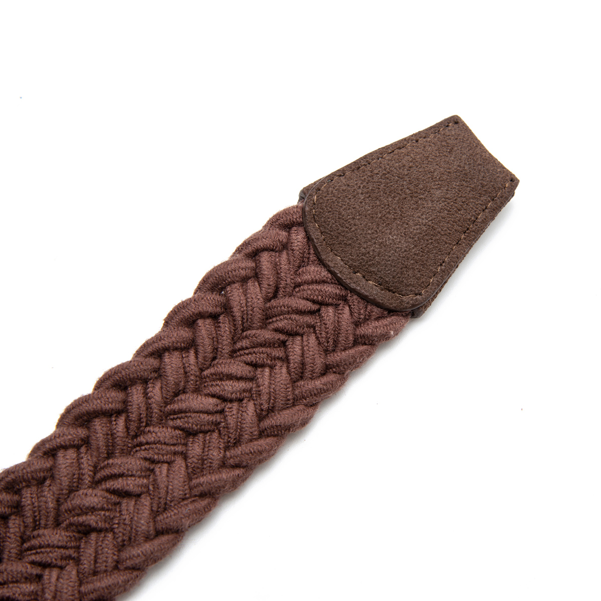 casual braided belt with genuine leather tag