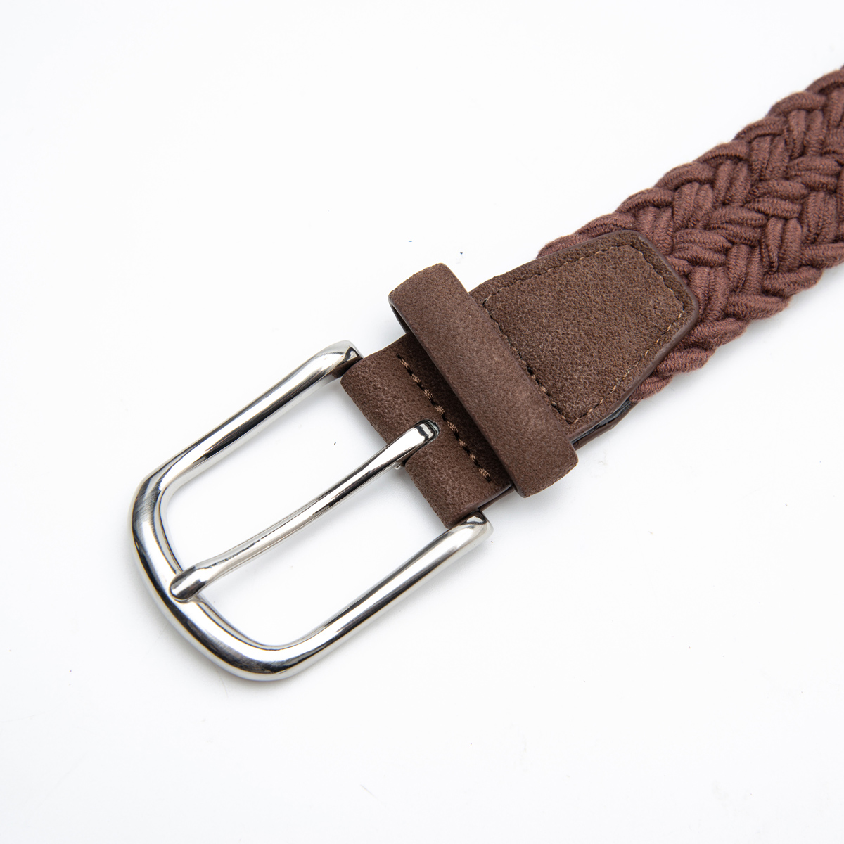 casual braided belt with genuine leather tag