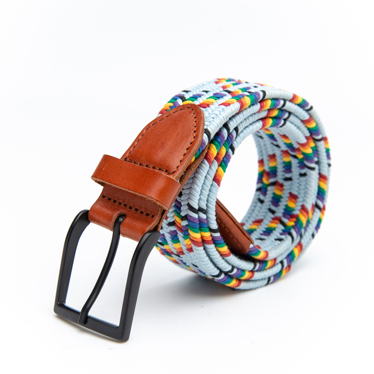 multicolor wax cord knitted plaited belt