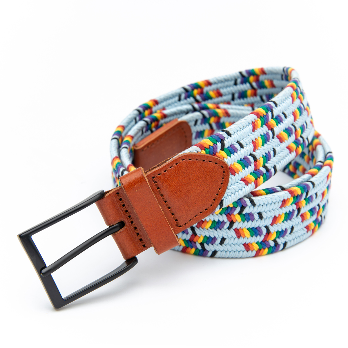 multicolor wax cord knitted plaited belt