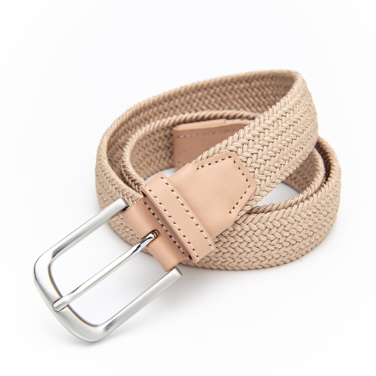 women's beige stretch elastic belt