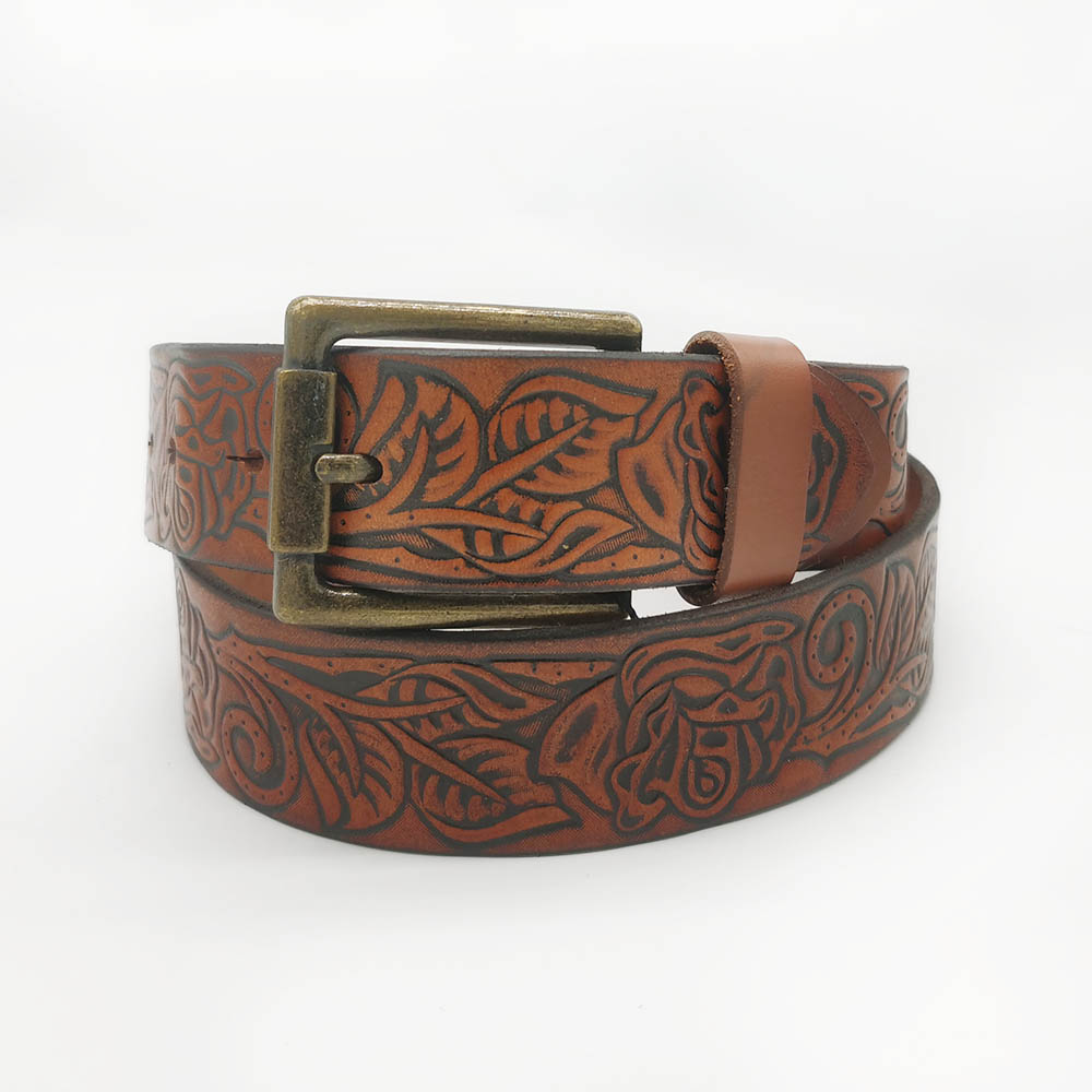 40mm wide embossed genuine leather belts