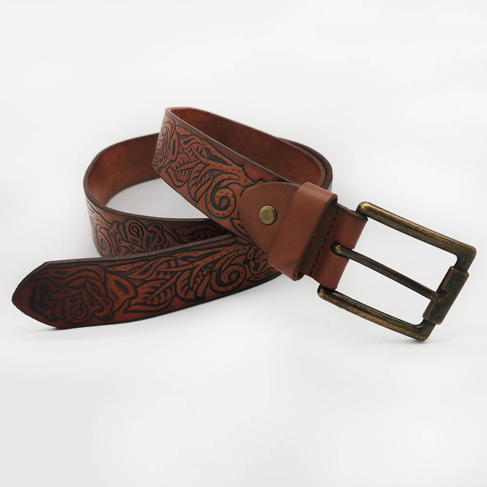 40mm wide embossed genuine leather belts