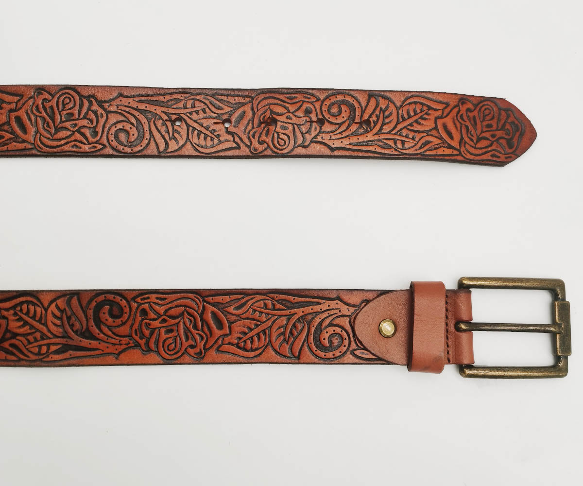 40mm wide embossed genuine leather belts